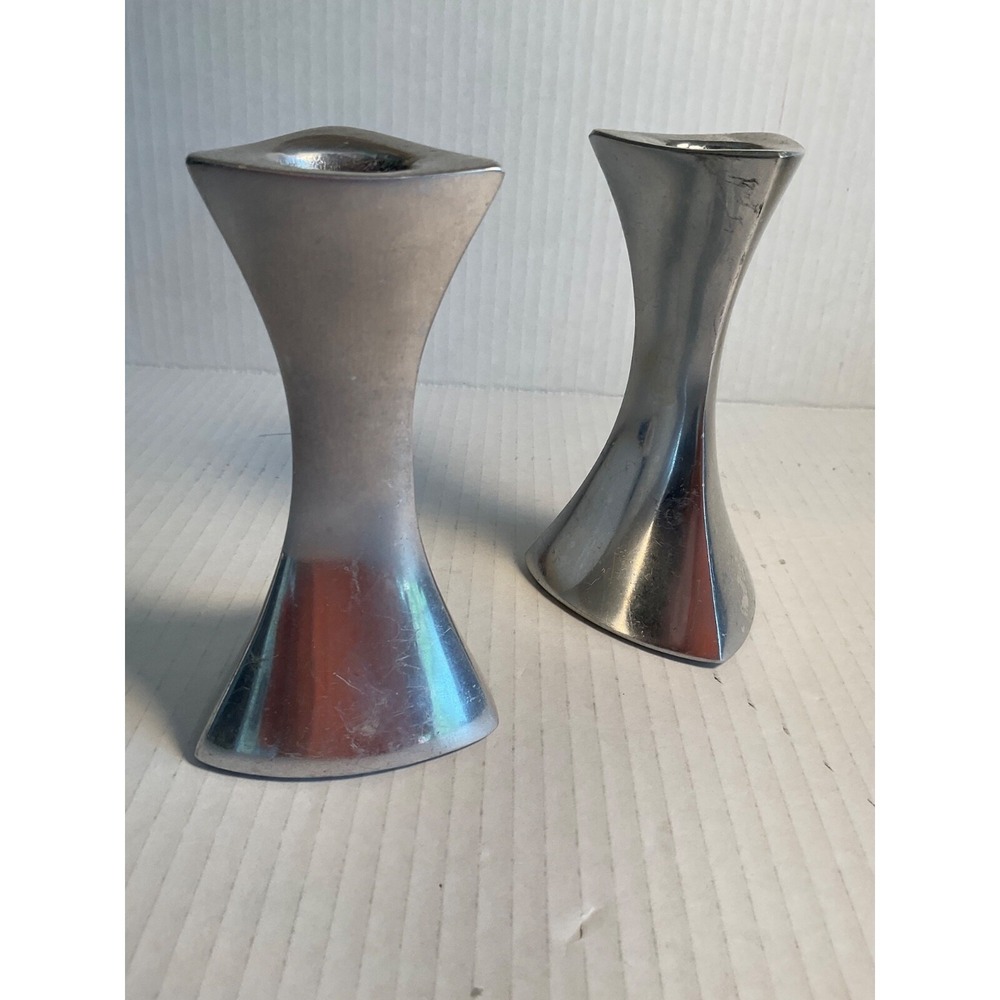 Candle holders metal abstract modern design set 2 Nambe Home Decor Dining
